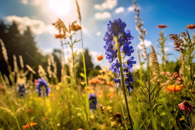 A field of wildflowers in the summer