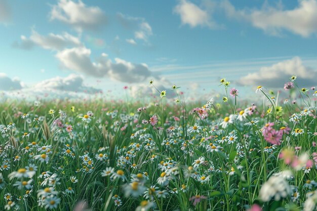 A field of wildflowers swaying in the breeze