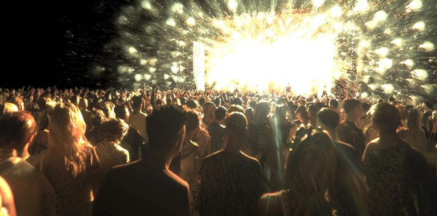 Photo in the field with a crowd concept for world population day stock image