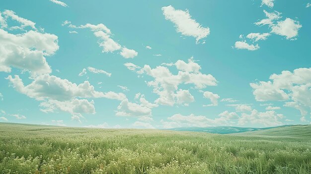 Photo a field with a mountain in the background