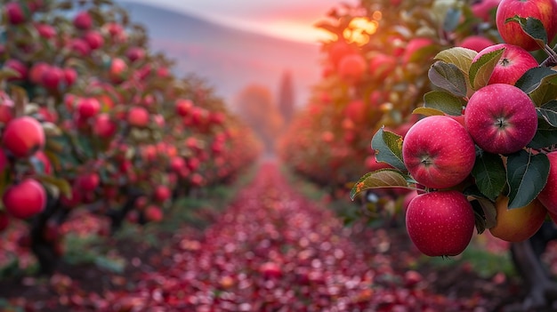 a field with a tree in the background and a sunset in the background