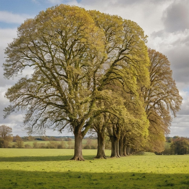 Photo a field with trees that have the word quot quot on it