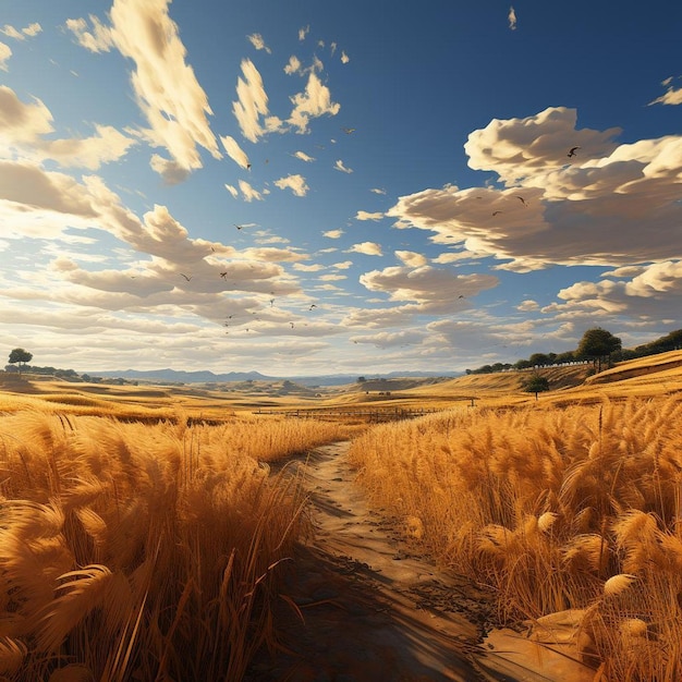 Fields of Radiance Sunny Landscape Photo