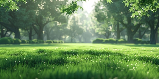 Fields of Tranquility A Verdant Green Landscape with a Scattering of Background Trees