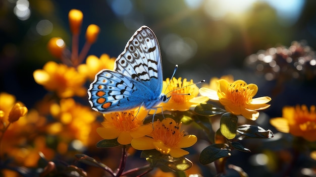 fields with flowers and butterflies