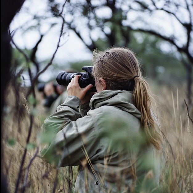 Photo fieldwork involving animal tracking and observation