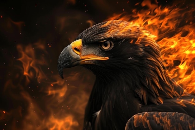 Fierce Black eagle bird Generate Ai