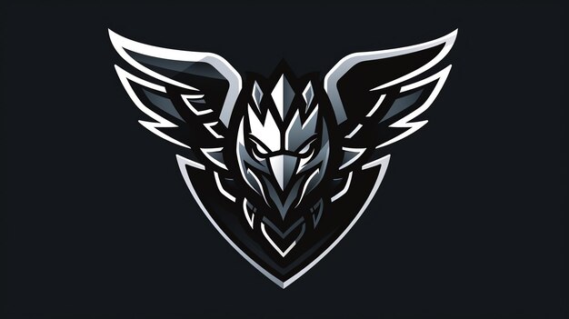 Photo a fierce black and white eagle logo with sharp lines and a dark background