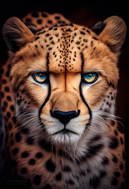 Fierce determination in a cheetah's eyes as it prepares to take down its prey generative ai