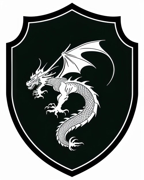 Photo fierce dragon emblem showcasing mythical strength and elegance