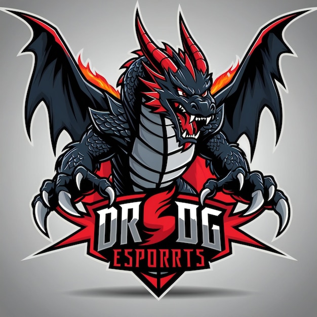 Photo fierce dragon esports logo mascot with intense colors and detailed features