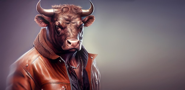 A fierce gaze from a powerful red bull captured in a closeup portrait With a bold and rugged