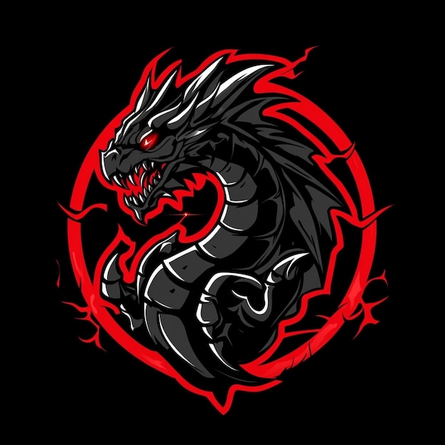 Fierce Red Dragon Logo Encircled in Power Perfect for a Bold Gaming Identity