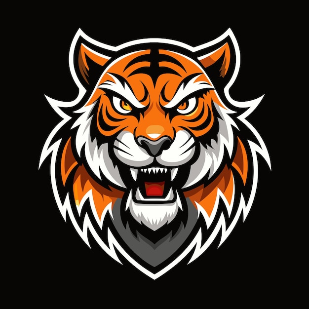 Photo fierce tiger mascot logo clipart on black background