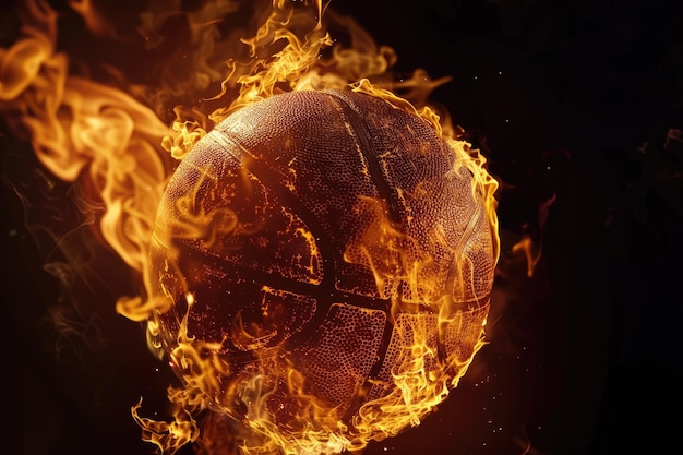 Fiery Basketball on a Black Background