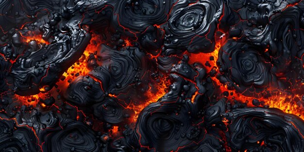 Photo fiery black and red lava volcano background dynamic black and red lava flow background intense black and red volcanic eruption background ai generated