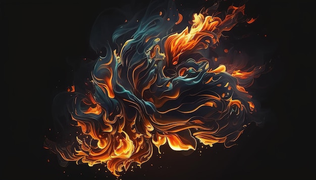 Fiery blaze ignites the darkness Illustration of fire