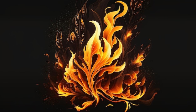 Fiery blaze ignites the darkness Illustration of fire