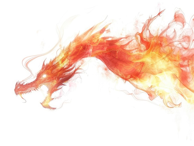 A fiery blazing dragons breath isolated on white background ar 43 Job ID b4579c2ca75e446c8d376f9311104efc