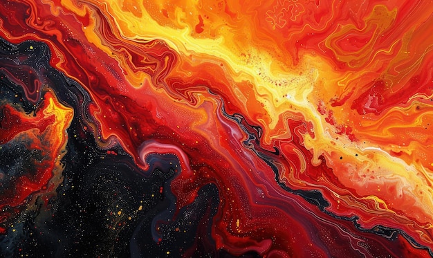 A fiery blend of red orange and yellow hues in an abstract swirling pattern Generate AI