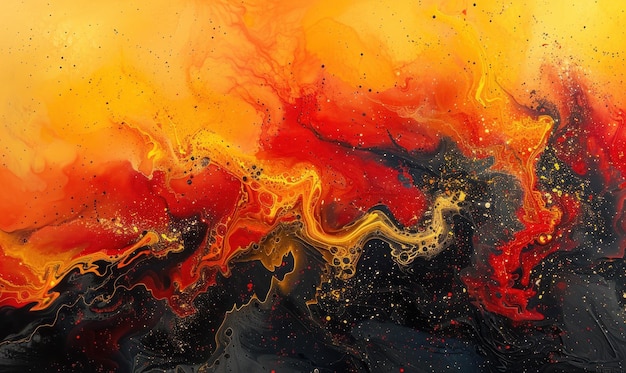 A fiery blend of red orange and yellow hues in an abstract swirling pattern Generate AI