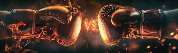 Fiery Boxing Gloves Clash in Intense Competitive Battle