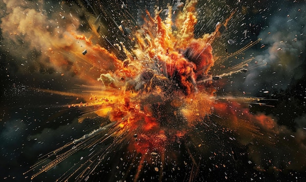 Photo a fiery burst against a black background