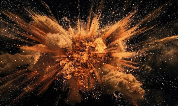 Photo a fiery burst against a black background