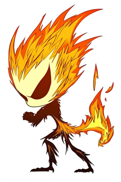 Fiery Cartoon Creature