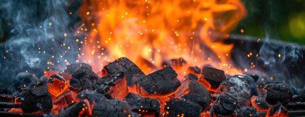 Fiery CloseUp of Burning Grill