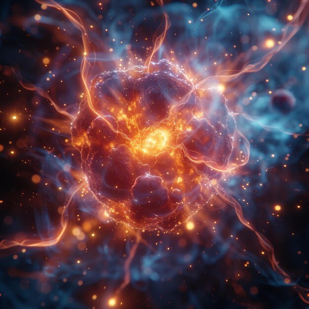 Fiery Cosmic Explosion A Schematic Representation of the Universe s Unbridled Energy