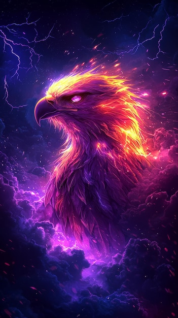 Fiery Eagle in a Stormy Sky