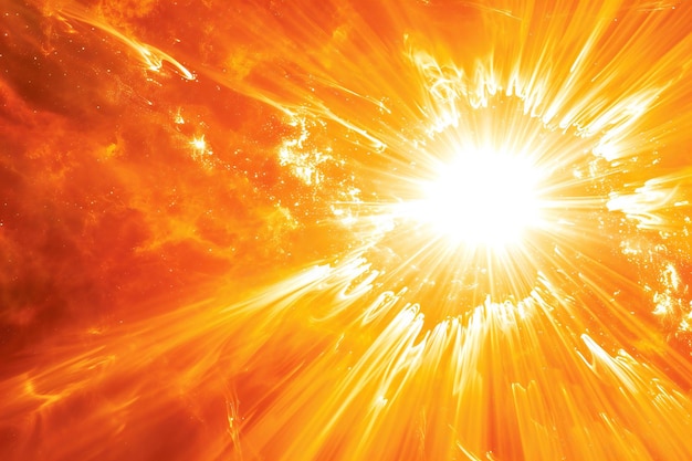 Fiery explosion on the background of the sun Collage