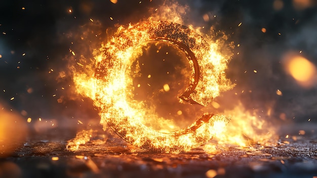 A fiery explosion of a circular metal object