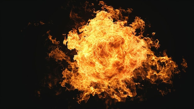 Fiery Explosion in Slow Motion Explosive Fireball with Alpha Channel Isolated on Black Background