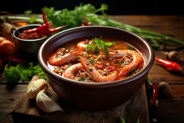 Fiery and Flavorful Tom Yum Kung Exquisite Thai Shrimp Soup with Lemongrass Lemon Galangal and