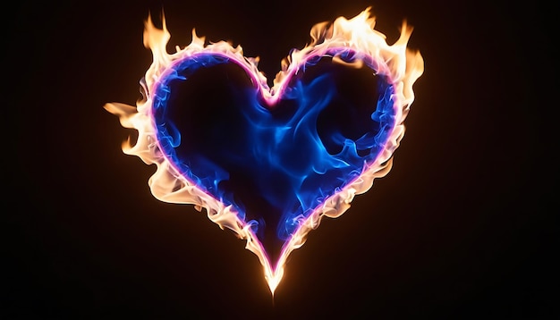 Photo fiery heart on a black background heart of flames and sparks february 14 valentines day