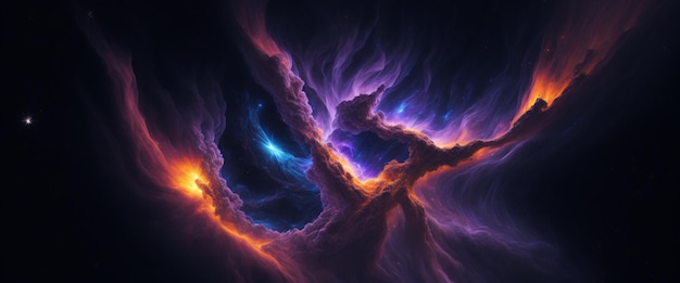 Fiery milky way in space Abstract fractal background