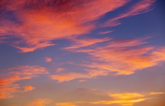 Fiery orange sunset sky. Beautiful sky.