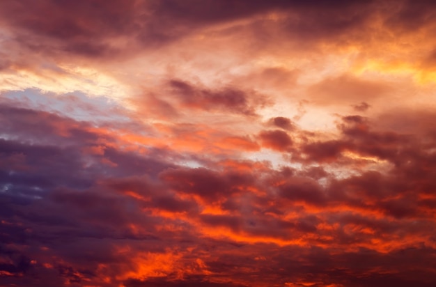 Fiery orange sunset sky. Beautiful sky.