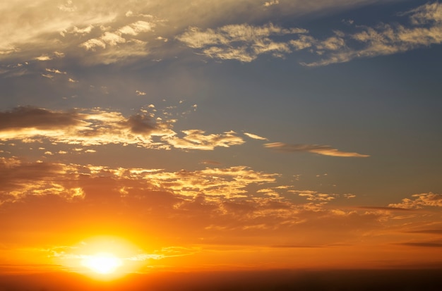 Fiery orange sunset sky. Beautiful sky.