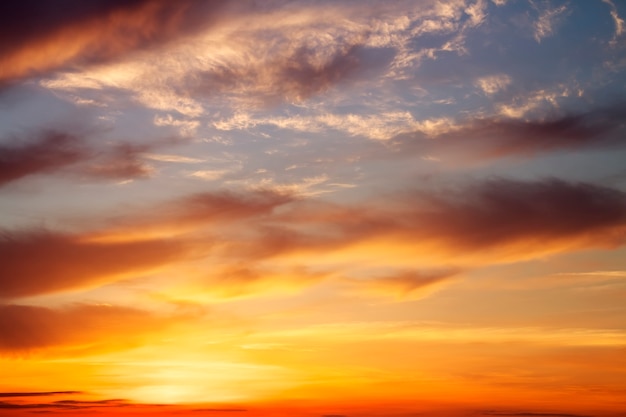 Fiery orange sunset sky. Beautiful sky.