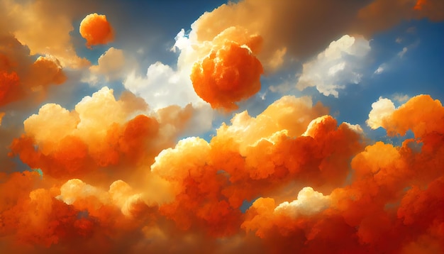 Fiery orange sunset sky Colorful colors of dawn Incredible beautyA beautiful and colorful abstract nature background Illustration 3d