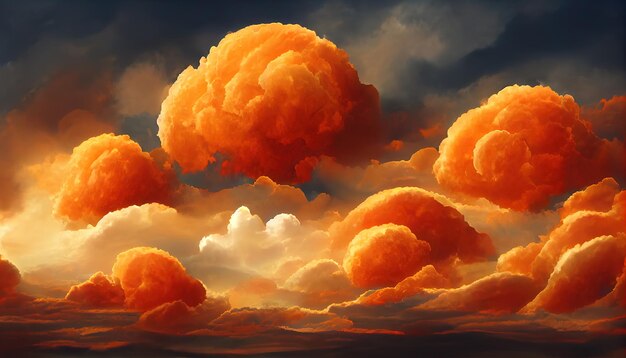 Fiery orange sunset sky Colorful colors of dawn Incredible beautyA beautiful and colorful abstract nature background Illustration 3d