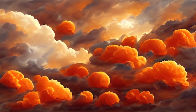 Fiery orange sunset sky Colorful colors of dawn Incredible beautyA beautiful and colorful abstract nature background Illustration 3d