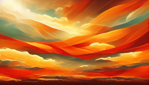 Fiery orange sunset sky Colorful colors of dawn Incredible beautyA beautiful and colorful abstract nature background Illustration 3d