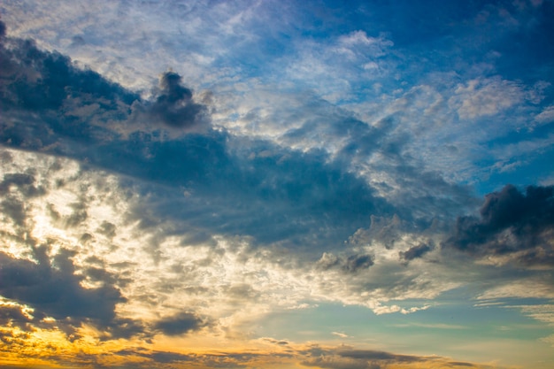 Fiery orange sunset sky. Sky in a beautiful sunrise light