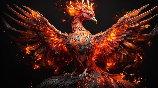 Photo fiery phoenix wallpapers epic fantasy mythical creatures and glowing firebird designs