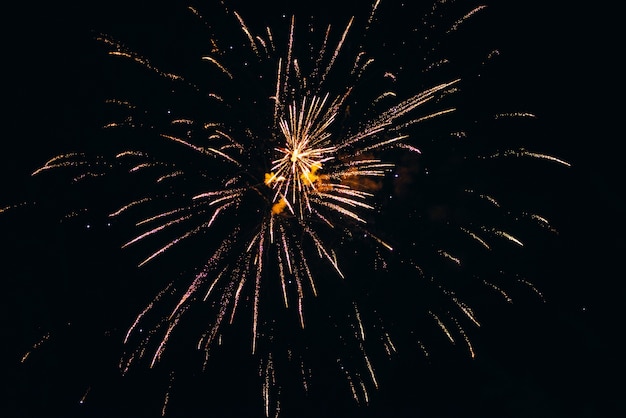 Fiery pieces of a fire show