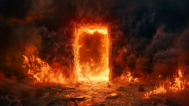 A fiery portal to the underworld demons beckoning from within